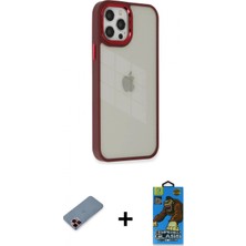 Marsilyan™- iPhone 12 Pro Max Kılıf Eksen Doku Prime - Siyah 18D Cam Ekran Koruyucu + Metal Kamera Lens Koruma Cam - Kı