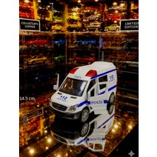 Oyuncak Sahili Polis Minibüsü Diecast Metal 112 Imdat Acil Oyuncak 4 Siren Sesli Işıklı 14.5cm Koleksiyon Minibüs 4 Kapı Açılır