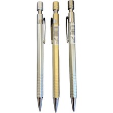 Perfect 7057 Versatil Mekanik Kurşun Kalem 0.9mm Metal Gövde 3'lü Set Gümüş Gold