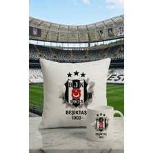 Kadorex Design Beşik Taş Taraftar Kupa Bardak ve Dolgulu Kırlent Seti - Dekoratif Hediye