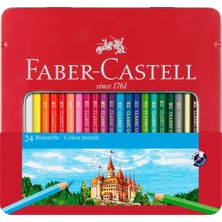Faber-Castell Boya Kalemi 24'lü , Metal Kutu,yumuşak Mineli,parlak Canlı Renkler