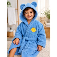 Serafina Sunny Bear Kapüşonlu Kulaklı Nakışlı %100 Pamuk Çocuk Bornoz