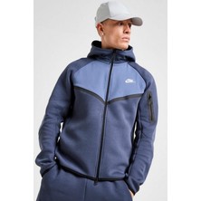 Nike Tech Fleece Mix Full Zip Windrunner Hoodie Kapüşonlu Unisex Sweatshirt Lacivert