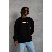 Erkek 3 Iplik Gangster Baskılı Sweatshirt - Siyah