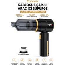 Conocer ST-6902 Bplus 21000 Pa Araç Süpürgesi – Kablosuz Güçlü Vakum, Şarjlı El Süpürgesi