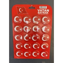 Vatan Bayrak Türk Bayrağı Rozet 20'li Set Ay Yıldız Kırmızı Beyaz Metal Pin Rozet