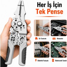 Multizone Elektrikçi Pensesi 8'i 1 Arada Kablo Soyma Pensesi Terminal Sıkma Kablo Kesme Pense Çok Fonksiyonlu