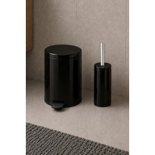 Primanova Cigo Compact 2'li Banyo Seti Çelik 3 Lt Çöp Kovası + Tuvalet Fırçası - Siyah