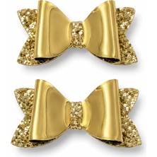 Tigea Accessories Glitter Detaylı Fiyonk Saç Tokası 2'li Set 6x3 cm Gold Simli