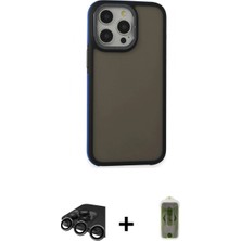 Marsilyan™- iPhone 15 Pro Kılıf Eksen Işık - Siyah Joko Magic 5d Hayalet Cam + Raze Metal Kamera Lens - Tmgı