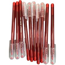 Pensan Buro 1.0mm Kırmızı Tükenmez Kalem 10'lu Set Şeffaf Gövde Ofis Okul Kalemi