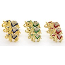 Lizbon Center Swarovski Taşlı 3'lü Fil Figürü Model 1