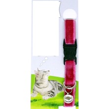 Lizbon Center Kadife Dokulu Ayarlanabilir Çıngıraklı Kedi Tasması
