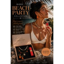 Riody Beach Party Collection Yaz Kombin Seti 2'li Kolye 2 Küpe D&g Lip Bite 03 Fizzy Coral