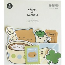 Suatelier Travel Luggage Sticker Pack Valiz Etiket Seti - Cat's Happy Trip