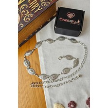 Cinderella Boho-Chic Vintage Güneş Patlaması Desenli Oval Ayarlanabilir Bel Zinciri - Bel Kolyesi Göbek Takısı