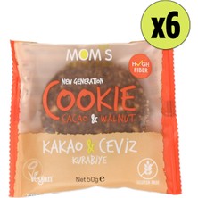 Mom's Natural Foods 6'lı Glutensiz KAKAO & CEVİZ  Cookie 300 gr Ballı Yulaf İçerikli Vegan Atıştırmalık