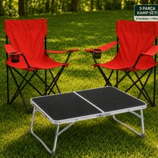 Trendinyeri 2 Sandalyeli Katlanır Kamp Seti 60X40 cm Masa ve Sandalye