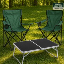 Trendinyeri 2 Sandalyeli Katlanır Kamp Seti 60X40 cm Masa ve Sandalye