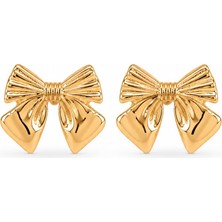 Pirinç Gold Renk Fiyonk Küpe
