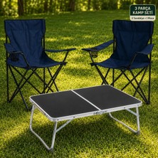 Trendinyeri 2 Sandalyeli Katlanır Kamp Seti 60X40 cm Masa ve Sandalye