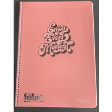 Sim Kırtasiye Enjoy Every Moment Spiralli Defter 60 Yaprak Somon Renk Çizgili Plastik Kapak