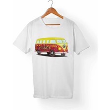  Unisex  Beyaz Vw Bus Hippie Tişört