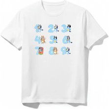 Urban Trend Store Urbantrendstore Bluey Baskılı Kız Çocuk Erkek Çocuk Bisiklet Yuvarlak Yaka Tişört