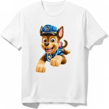 Urban Trend Store Urbantrendstore Paw Patrol Özel Tasarım Unisex Kız Çocuk Erkek Çocuk Bisiklet Yuvarlak Yaka Basic Kısa Kollu %100 Pamuk Tişört