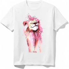 Urban Trend Store Urbantrendstore Aslan Temalı Unisex Kız Çocuk Erkek Çocuk Bisiklet Yuvarlak Yaka Basic Kısa Kollu %100 Pamuk Tişört