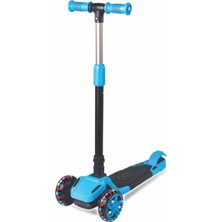 Bst Furkan Cool Tulpar Işıklı Katlanır Scooter Mavi Cocuk Hediyesi