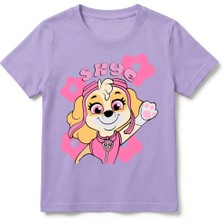 Urban Trend Store Urbantrendstore Paw Patrol Skye Unisex Kız Çocuk Bisiklet Yuvarlak Yaka Basic Kısa Kollu %100 Pamuk Tişört