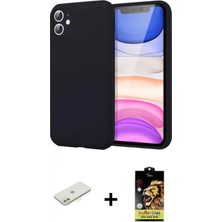 Marsilyan™- iPhone 11 Kılıf Kozmos Yansıma Özel Seri - Siyah Buffer Cam Ekran Koruyucu + Renkli Kamera Lens Koruma Cam - Tu