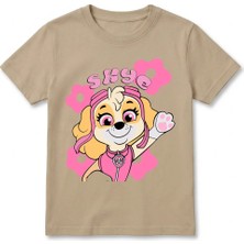 Urban Trend Store Urbantrendstore Paw Patrol Skye Unisex Kız Çocuk Bisiklet Yuvarlak Yaka Basic Kısa Kollu %100 Pamuk Tişört