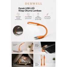 Derwell Esnek USB LED Kitap Okuma Lambası Taşınabilir Mini Masa Üstü Gece Lambası Laptop Bilgisayar Uyumlu Bükülebilir Göz Yormayan Aydınlatma Işığı Şarjlı Powerbank Uyumlu Pratik Kitap Okuma Işığı