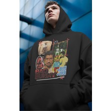 Sevbano Bad Bunny Rapper Şarkıcı Ön Baskılı Unisex Oversize Premium Hoodie