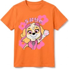 Urban Trend Store Urbantrendstore Paw Patrol Skye Unisex Kız Çocuk Bisiklet Yuvarlak Yaka Basic Kısa Kollu %100 Pamuk Tişört