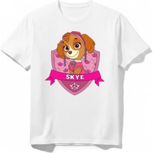Urban Trend Store Urbantrendstore Paw Patrol Skye Unisex Kız Çocuk Bisiklet Yuvarlak Yaka Basic Kısa Kollu %100 Pamuk Tişört