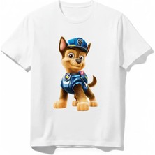 Urban Trend Store Urbantrendstore Paw Patrol Özel Tasarım Unisex Kız Çocuk Erkek Çocuk Bisiklet Yuvarlak Yaka Basic Kısa Kollu %100 Pamuk Tişört