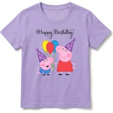 Urban Trend Store Urbantrendstore Peppa Pig Temalı Unisex Kız Çocuk Erkek Çocuk Bisiklet Yaka Tişört