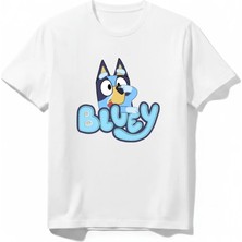 Urban Trend Store Urbantrendstore Bluey Baskılı Premium Bisiklet Yaka Pamuklu Kısa Kollu Çocuk ve Genç Tişört
