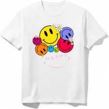 Urban Trend Store Urbantrendstore Happy Sevimli Tatlı Yaz Tatil Için Unisex Kız Çocuk Bisiklet Yuvarlak Yaka Basic Kısa Kollu %100 Pamuk Tişört