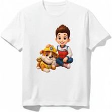 Urban Trend Store Urbantrendstore Paw Patrol Unisex Kız Çocuk Erkek Çocuk Bisiklet Yuvarlak Yaka Basic Kısa Kollu %100 Pamuk Tişört