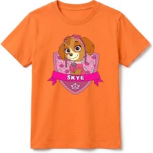 Urban Trend Store Urbantrendstore Paw Patrol Skye Unisex Kız Çocuk Bisiklet Yuvarlak Yaka Basic Kısa Kollu %100 Pamuk Tişört
