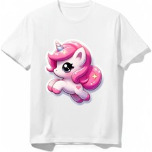 Urban Trend Store Urbantrendstore Unicorn Unisex Kız Çocuk Bisiklet Yuvarlak Yaka Basic Kısa Kollu %100 Pamuk Tişört