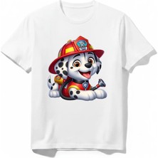 Urban Trend Store Urbantrendstore Paw Patrol Unisex Kız Çocuk Bisiklet Yuvarlak Yaka Basic Kısa Kollu %100 Pamuk Tişört