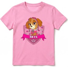 Urban Trend Store Urbantrendstore Paw Patrol Skye Unisex Kız Çocuk Bisiklet Yuvarlak Yaka Basic Kısa Kollu %100 Pamuk Tişört