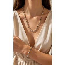 Zümra Store Kuyumcu Model Altın Kaplama Nazar Kolye -Bileklik Set