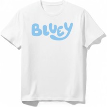 Urban Trend Store Urbantrendstore Bluey Baskılı Premium Bisiklet Yaka Pamuklu Kısa Kollu Çocuk ve Genç Tişört