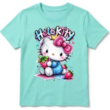 Urban Trend Store Urbantrendstore Hello Kitty Unisex Kız Çocuk Erkek Çocuk Bisiklet Yuvarlak Yaka Basic Kısa Kollu %100 Pamuk Tişört